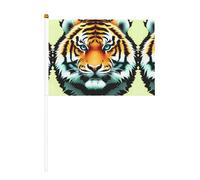 Bandiera palmare con testa di tigre piccola grassa su entrambi i lati, 14 x 20,8 cm, per feste, eventi sportivi e tifosi