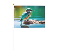 Bandiera palmare grafica uccello laguna - 14 x 20,8 cm - adatta per feste, eventi sportivi, celebrazioni