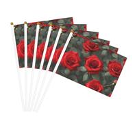 Bandiera palmare leggera da sfilata per la decorazione della casa o eventi di facilitazione della stampa con rose rosse, uso versatile
