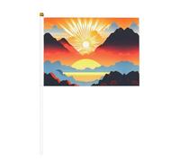 Bandiera palmare su entrambi i lati con alba luminosa - 14 x 20,8 cm - feste, eventi sportivi tifosi oggetti di scena
