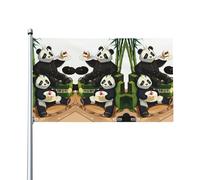 Bandiera panda di padre e figlio. Bandiera da giardino da esterno 0,9 x 1,5 m, striscione in poliestere con stampa vivida, facile da appendere per patio, feste, campeggio