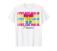 Bandiera pansessuale con scritta "I Put The Pan In Panic LGBTQ" Maglietta