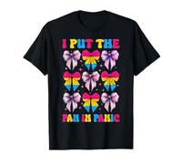Bandiera pansessuale con scritta "I Put The Pan In Panic LGBTQ" Maglietta