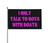 Bandiera "Parlo solo con ragazzi con barche", 3x5 piedi, striscione per casa con occhielli in ottone, bandiera da giardino per esterni, cartello in poliestere