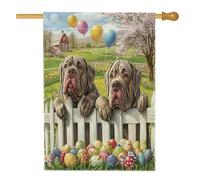 Bandiera pasquale primaverile con mastino neopoletano per la casa del cane, 71 x 101 cm, double face, per decorazione esterna, uova di recinzione per cuccioli, bandiera per la casa, piccola bandiera