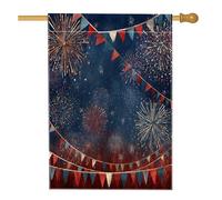Bandiera Patriotic Fireworks Red Blue Bunting Holiday Celebration Della Brezza Tessuto Da Esterno Striscione All'Aperto, Per Giardino, Feste Strada, 30x45cm