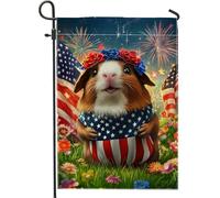 Bandiera patriottica da giardino a forma di porcellino d'India, decorazione per esterni, striscione in tessuto su entrambi i lati, decorazione per il prato del giorno dell'indipendenza, 30,5 x 45,7 cm