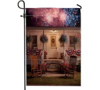 Bandiera patriottica da giardino con fuochi d'artificio rosso, bianco e blu, decorazione per la casa, doppio lato, decorazione per esterni, feste, cortile, 30,5 x 45,7 cm