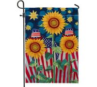 Bandiera patriottica da giardino con girasole, giallo brillante, decorazione floreale per la casa, in iuta su entrambi i lati, decorazione per prato per il giorno dell'indipendenza estiva, decorazione