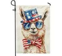 Bandiera patriottica da giardino con lama, papillon rosso bianco blu e cappello decorazione per esterni, striscione su entrambi i lati per il prato per la celebrazione del giorno dell'indipendenza