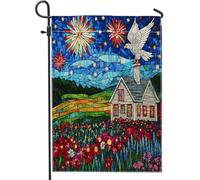 Bandiera patriottica da giardino estiva, rosso bianco blu fuochi d'artificio aquila calva all'aperto decorazione per la casa, bandiera a doppia faccia per vacanze stagionali da cortile bandiera per il