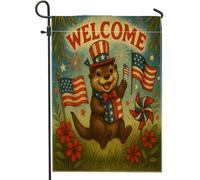 Bandiera patriottica da giardino festiva, stelle rosse e bianche a strisce, fuochi d'artificio, decorazione per la casa, rustica americana, per feste all'aperto su entrambi i lati, 71 x 101 cm