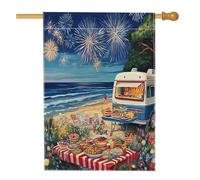 Bandiera patriottica da giardino sulla spiaggia, fuochi d'artificio, campeggio, vacanze estive, feste, decorazione per prato, bandiera su entrambi i lati, per il giorno dell'indipendenza, 71 x 101 cm
