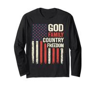 Bandiera patriottica degli Stati Uniti dei cristiani della libertà di Dio Famiglia Maglia a Manica