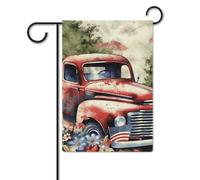 Bandiera patriottica del 4 luglio vecchio camion rosso 30,5 x 45,7 cm poliestere bandiere da giardino su entrambi i lati bandiere di benvenuto banner decorazione esterna per cortile portico prato