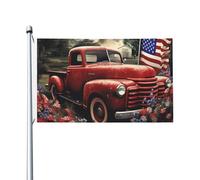 Bandiera patriottica del 4 luglio vecchio camion rosso bandiera 3 x 5 ft bandiera all'aperto bandiera da giardino festa bandiera da giardino di benvenuto banner per casa giardino cortile prato