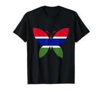 Bandiera patriottica del Gambia con farfalle e radici del Gambia Maglietta