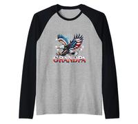 Bandiera patriottica del nonno Bald Eagle (4 luglio), abbinamento delle bandiere degli Stati Uniti Maglia con Maniche Raglan