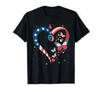 Bandiera Patriottica USA 4 luglio rosso bianco blu farfalla Maglietta