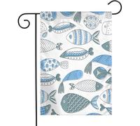 Bandiera Pattern Used Repeating Fishes Hand Summertime Drawn Undersea Can Animals Wildlife Decor Rinforzata Stagione Bandiera, Per Feste Strada, Celebrazioni, 30x45cm
