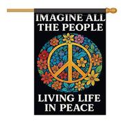 Bandiera Peace All The People Living Life In Peace Flower Bandiere Da Balcone Durevole Resistente Allo Scolorimento Flag Per Balcone Esterno Interno 70X102Cm
