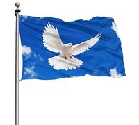 Bandiera Peace Flag White Dove Of Flying To The Blue Decorazioni Garden Flag Coutures Doubles Bandiere Pirata Per Giardino Parata Conferenza 90X150Cm