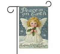 Bandiera Peace On Earth Angel Stagione Tessuto Da Esterno Striscione All'Aperto, Per Balcone, Feste Strada, Feste Estive, 30x45cm