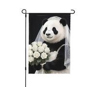 Bandiera per abito da sposa con panda stampata su entrambi i lati, decorazione esterna per tutte le stagioni, 71 x 101 cm