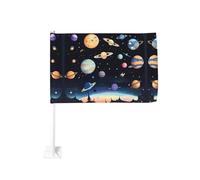 Bandiera per auto, 30,5 x 45,7 cm, motivo Saturno Giove Terra, double face, con stampa resistente allo sbiadimento, bandiera decorativa per auto di alta qualità, per eventi sportivi e sfilate
