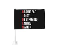 Bandiera per auto Braindead Idiot che distrugge l'intera nazione 12x18 Bandiere per auto Decorazione per finestrini auto, Bandiere per finestrini auto impermeabili Clip per finestrini bifacciali Clip