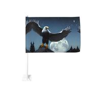 Bandiera per auto con aquila sotto le stelle, 30,5 x 45,7 cm, bandiera double-face per finestrino auto, stampa resistente allo sbiadimento, bandiera decorativa di alta qualità per eventi sportivi e