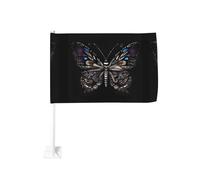 Bandiera per auto con farfalla scientifica da 30,5 x 45,7 cm, double face, con stampa resistente allo sbiadimento, bandiera decorativa per auto di alta qualità, per eventi sportivi e sfilate
