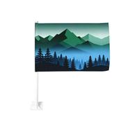 Bandiera per auto con foreste e montagne, 30,5 x 45,7 cm, double face, per finestrini di veicoli, per eventi sportivi, decorazione da parata