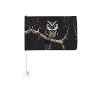 Bandiera per auto con gufo a tarda notte da 30,5 x 45,7 cm, doppia faccia con stampa resistente allo sbiadimento, bandiera decorativa per auto di alta qualità, per eventi sportivi e sfilate