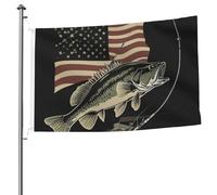 Bandiera per auto con protezione dalle intemperie, occhielli rinforzati, bandiera americana mimetica per la pesca al black bass, bandiera patriottica americana nera resistente alle intemperie per dorm
