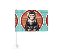 Bandiera per auto con scritta "The Silent Monkey", 30,5 x 45,7 cm, double face, stampa resistente allo sbiadimento, bandiera decorativa per auto di alta qualità, per eventi sportivi e sfilate