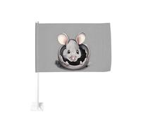 Bandiera per auto con topi grigi da 30,5 x 45,7 cm, double face, stampa resistente allo sbiadimento, bandiera decorativa per auto di alta qualità, per eventi sportivi, sfilate