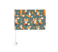 Bandiera per auto con volpe gialla, 30,5 x 45,7 cm, doppia faccia con stampa resistente allo sbiadimento, bandiera decorativa per auto di alta qualità, per eventi sportivi e sfilate