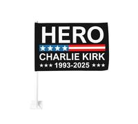 Bandiera per auto "Eroe Charlie Kirk" con la scritta "Riposa in pace", formato 30x45 cm, bifacciale, per giardino.