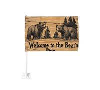 Bandiera per auto in legno con scritta "Welcome To The Bear's Den", clip per finestra da esterni, 30 x 45 cm, decorazione per auto su entrambi i lati