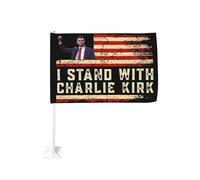 Bandiera per auto "Io sto con Charlie Kirk", 12"X18", striscione bifacciale per cortile