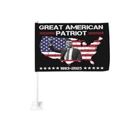 Bandiera per auto Justice for Charlie Kirk We Stand with Charlie Flags 12x18 Bandiere con stampa fronte-retro per auto e sport all'aria aperta