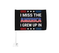 Bandiera per auto "Mi manca l'America in cui sono cresciuto", 12x18, decorazione per finestrini auto, impermeabile, con clip per finestrini bifacciale, anti-scolorimento (senza asta).
