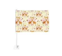 Bandiera per auto su entrambi i lati, 30,5 x 45,7 cm, stampa con giraffa, cuore e farfalla, perfetta per festival, celebrazioni, sfilate, viaggi