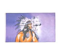 Bandiera Per Barca Folk With Wolf Native American Grande Bandiera Pub 3x5