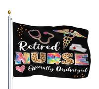 Bandiera Per Barca Funny Nurse Retirement Nursing Retirement Retired Nurse 2 Occhielli In Metallo Grande Bandiere Colore Vivido Flagge Per Cultural Display Events Parades 90X150Cm