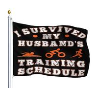 Bandiera Per Barca I Survived My Husband'S Training Schedule Triathlon Colori Vivaci Grande Bandiere Stampata Striscione Per Parades Cultural Display Events 90X150Cm