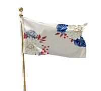 Bandiera Per Barca Independence Day Blue White Bloom Flowers Vintage Beige