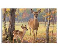 Bandiera Per Barca Mom Deer With Little Deer In Colorful Fall Trees Nature