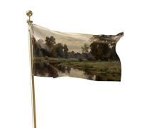 Bandiera Per Barca River Valley Trees Sunset Sky Olive Green Bandiera